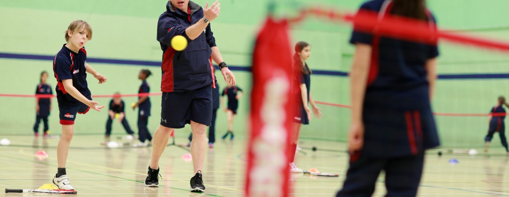 children playing badminton