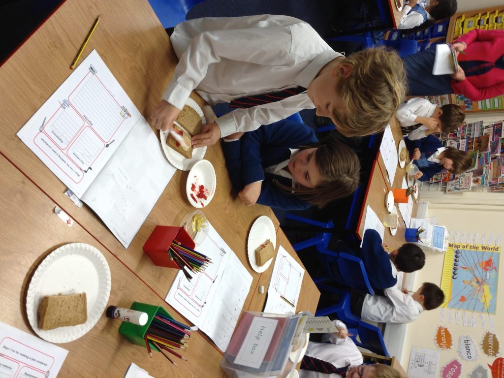 students making jam sandwiches