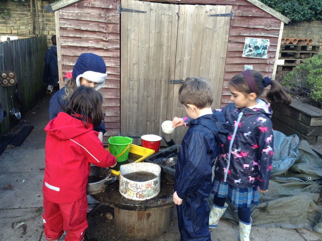 4 students in the Forest School