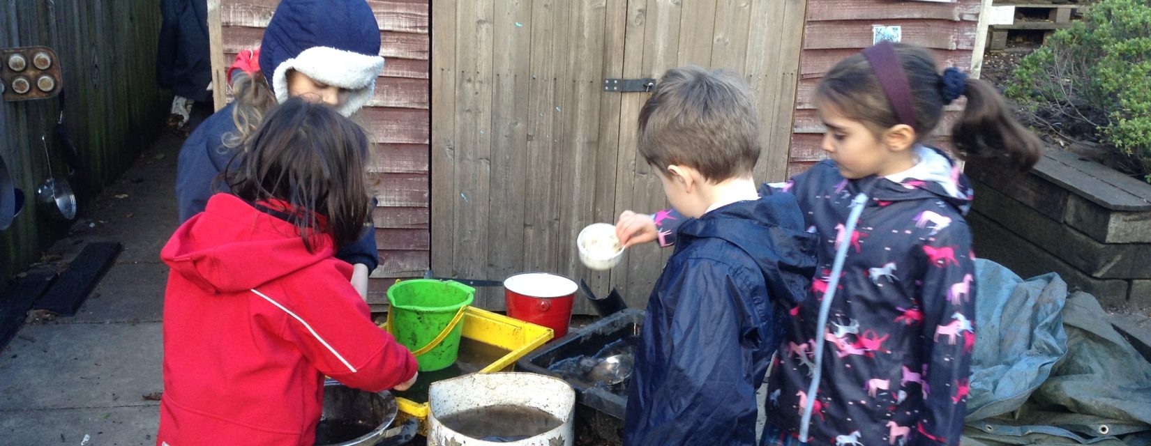 4 students in the Forest School