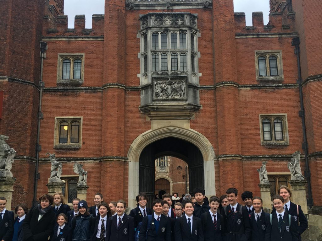 Students on a trip to Hampton Court