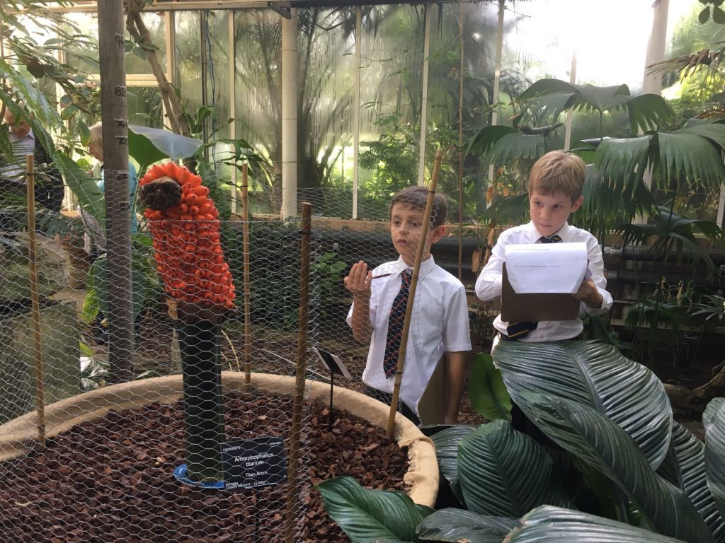 children outside with clipboards