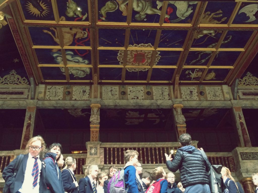 children inside the globe theatre