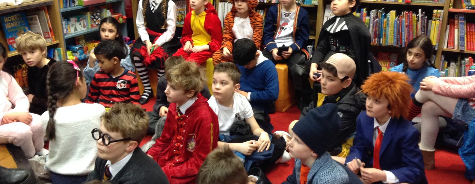 students sat in a library