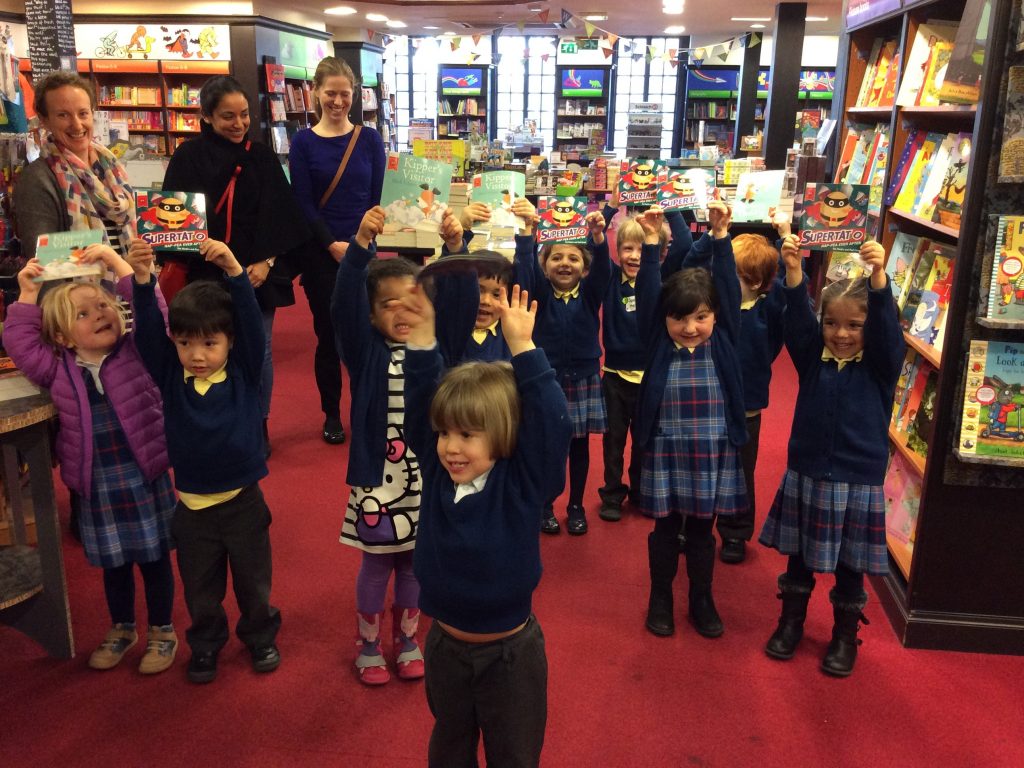 students in a book shop
