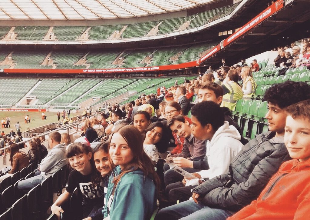 children in a stadium
