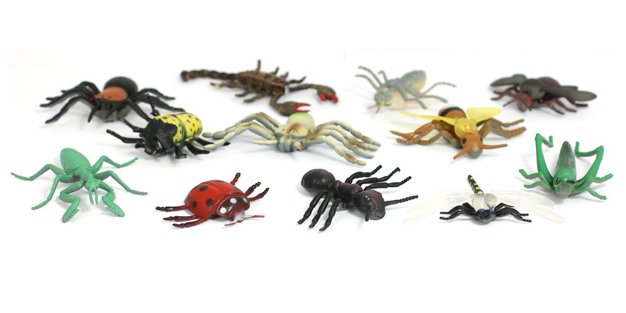 plastic bugs on the floor