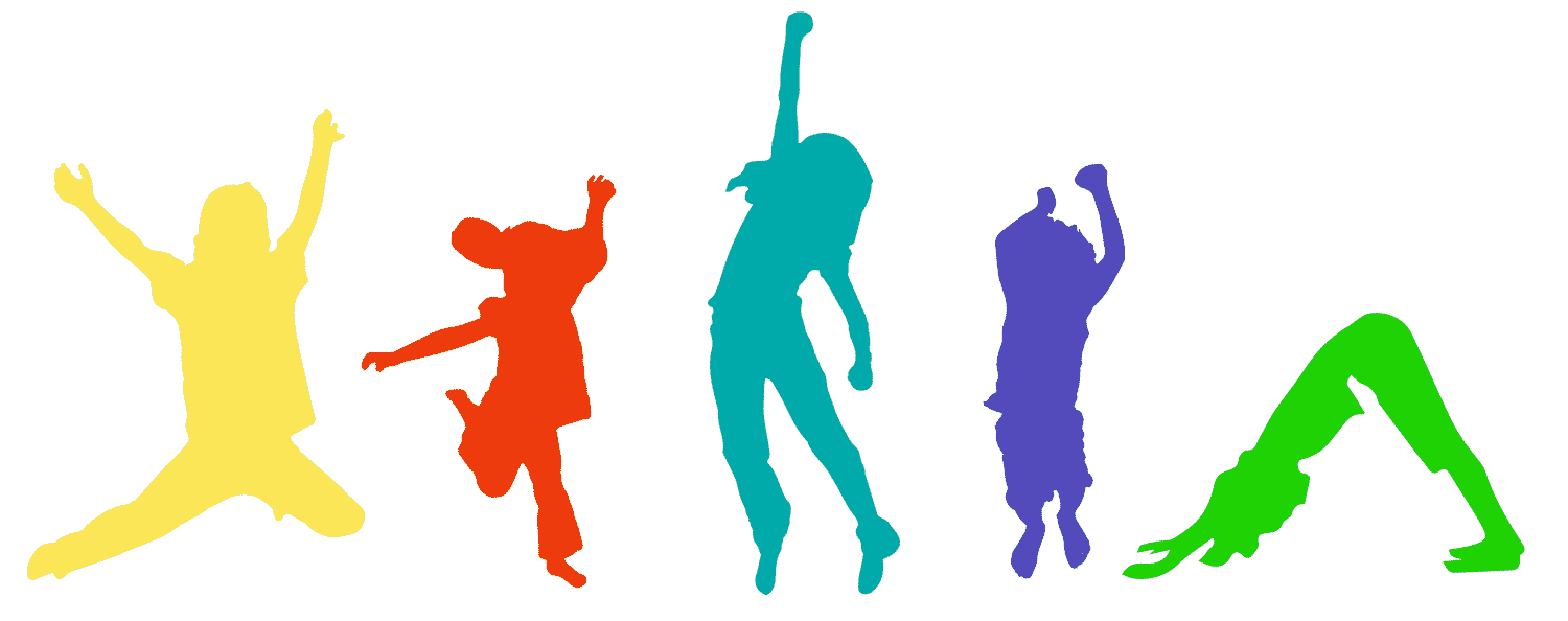 silhoutte of children jumping
