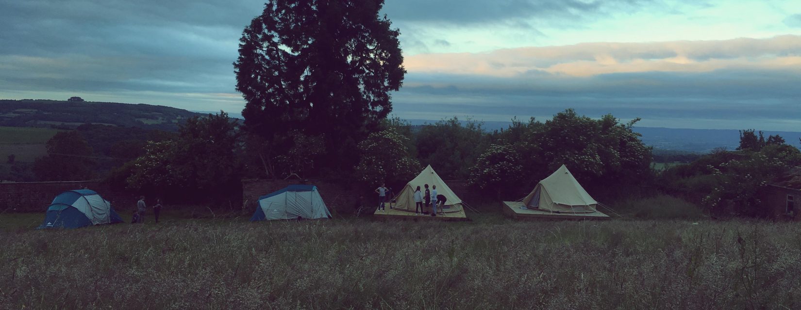 Tents being set up at the Wilderness Centre