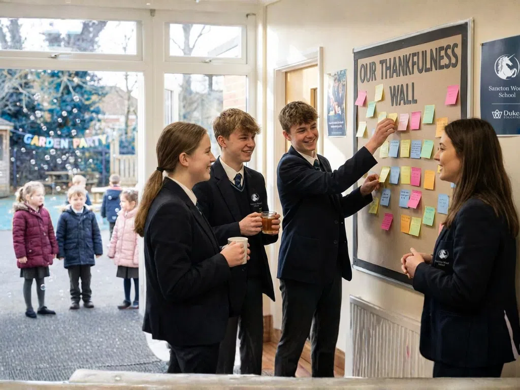 Students at a Gratitude Wall
